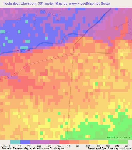 Toshrabot,Uzbekistan Elevation Map