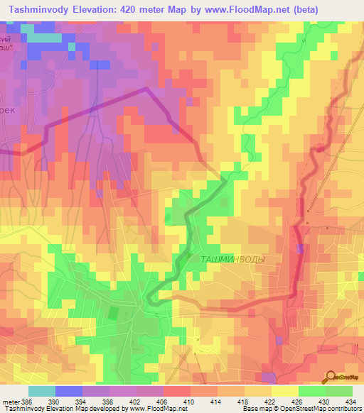 Tashminvody,Uzbekistan Elevation Map