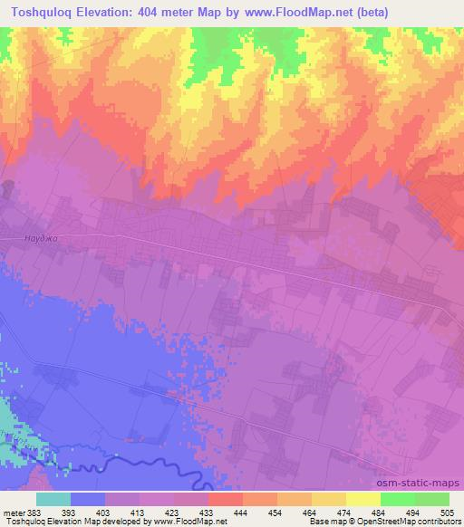 Toshquloq,Uzbekistan Elevation Map