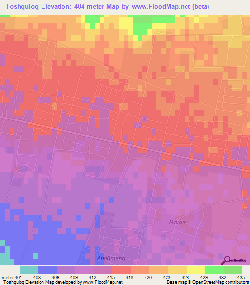 Toshquloq,Uzbekistan Elevation Map