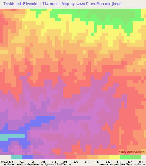 Tashbulak,Uzbekistan Elevation Map