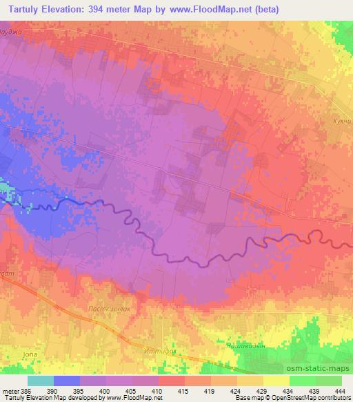 Tartuly,Uzbekistan Elevation Map