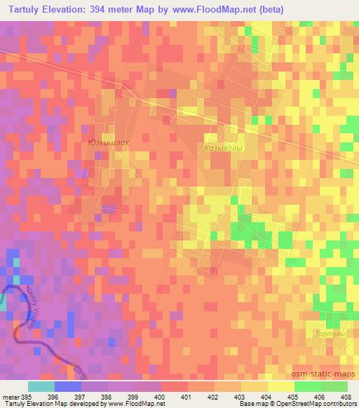 Tartuly,Uzbekistan Elevation Map