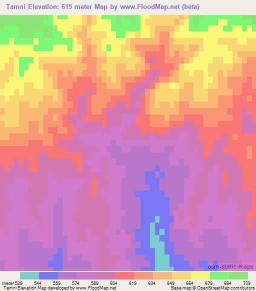 Tamni,Uzbekistan Elevation Map