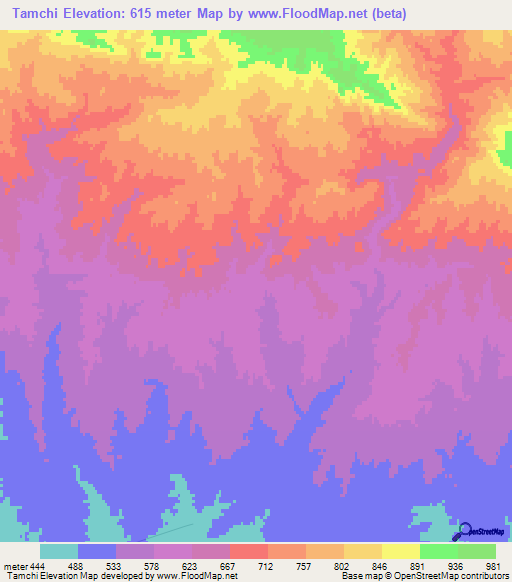 Tamchi,Uzbekistan Elevation Map