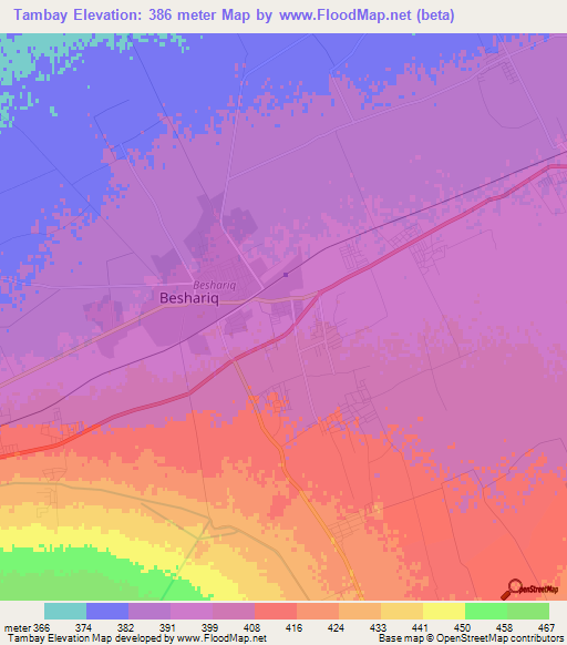 Tambay,Uzbekistan Elevation Map