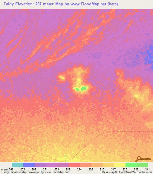 Taldy,Uzbekistan Elevation Map