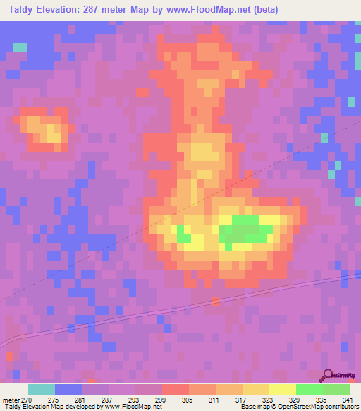 Taldy,Uzbekistan Elevation Map