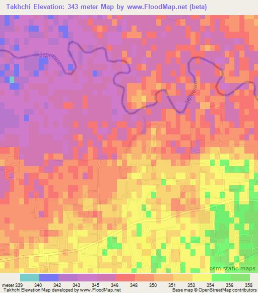 Takhchi,Uzbekistan Elevation Map