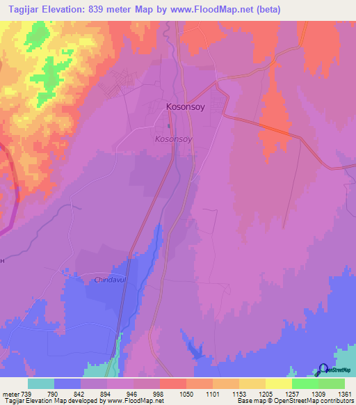 Tagijar,Uzbekistan Elevation Map
