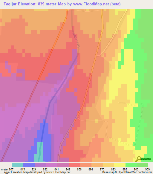 Tagijar,Uzbekistan Elevation Map