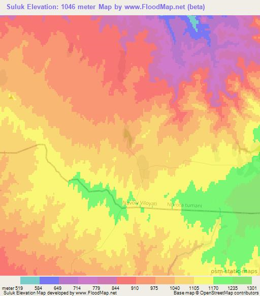 Suluk,Uzbekistan Elevation Map