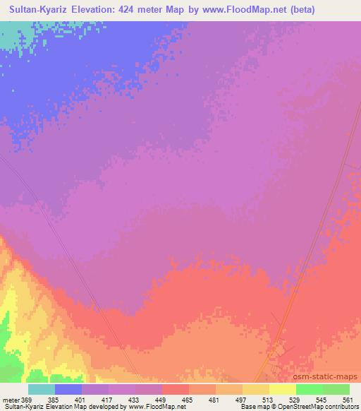 Sultan-Kyariz,Uzbekistan Elevation Map