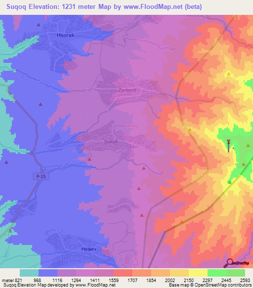 Suqoq,Uzbekistan Elevation Map