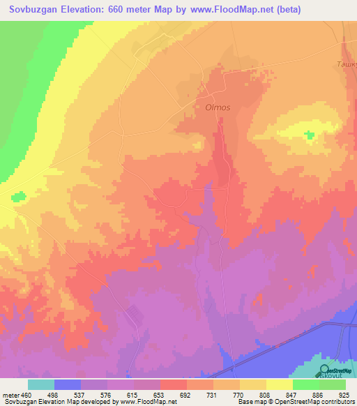 Sovbuzgan,Uzbekistan Elevation Map