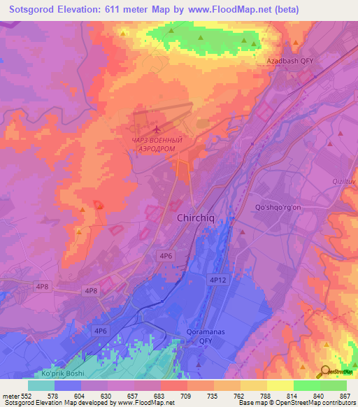 Sotsgorod,Uzbekistan Elevation Map