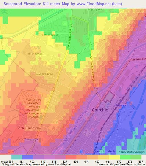 Sotsgorod,Uzbekistan Elevation Map