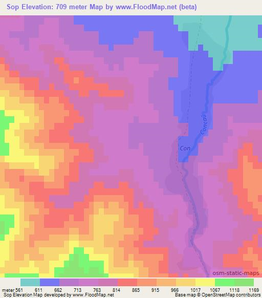 Sop,Uzbekistan Elevation Map