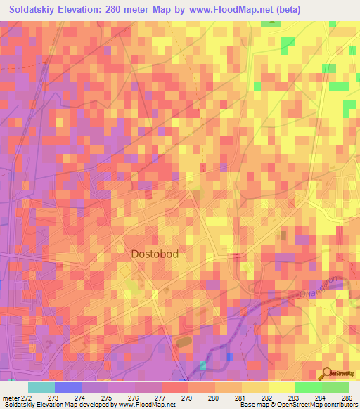 Soldatskiy,Uzbekistan Elevation Map