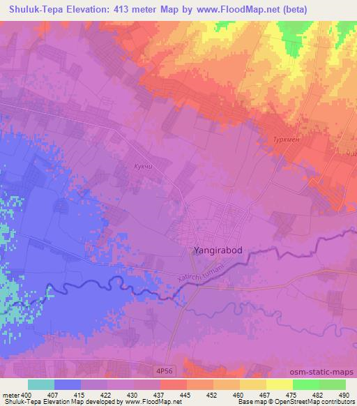 Shuluk-Tepa,Uzbekistan Elevation Map