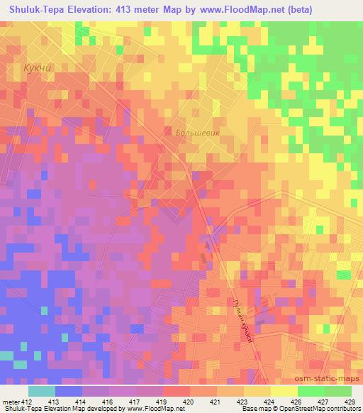 Shuluk-Tepa,Uzbekistan Elevation Map