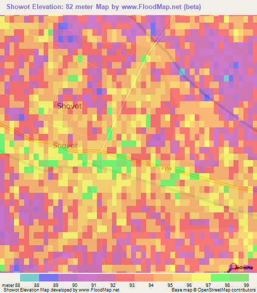 Showot,Uzbekistan Elevation Map