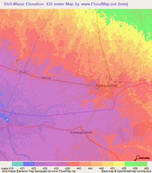 Shiit-Mazar,Uzbekistan Elevation Map