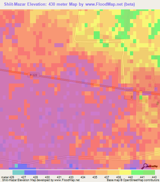 Shiit-Mazar,Uzbekistan Elevation Map