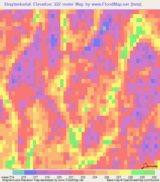 Shaytankuduk,Uzbekistan Elevation Map