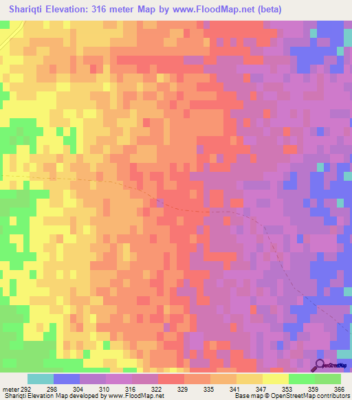 Shariqti,Uzbekistan Elevation Map