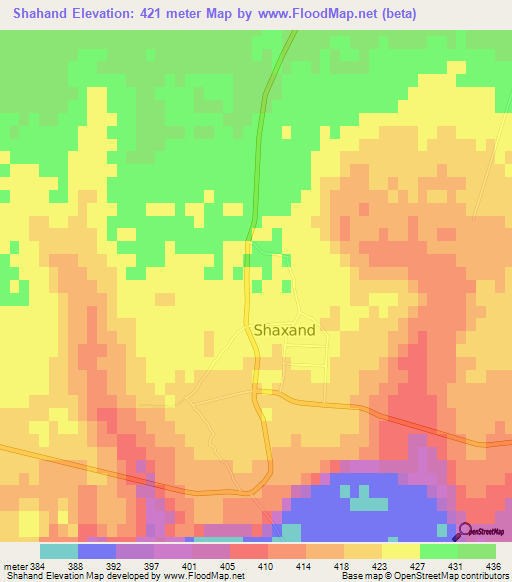 Shahand,Uzbekistan Elevation Map