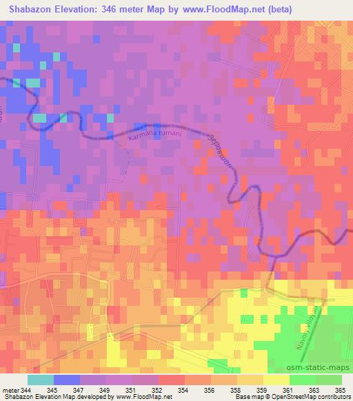 Shabazon,Uzbekistan Elevation Map