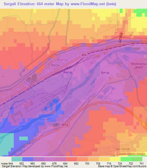 Sergali,Uzbekistan Elevation Map