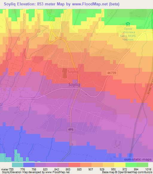 Soyliq,Uzbekistan Elevation Map