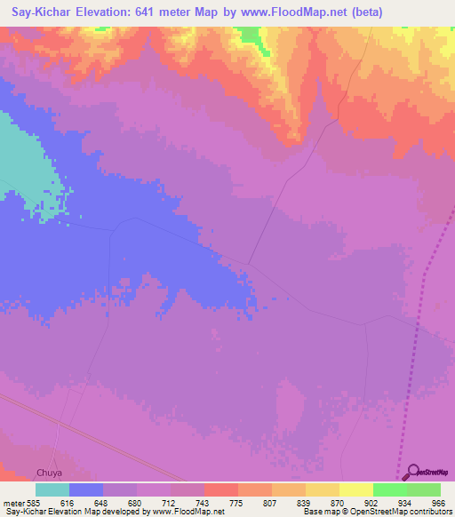 Say-Kichar,Uzbekistan Elevation Map