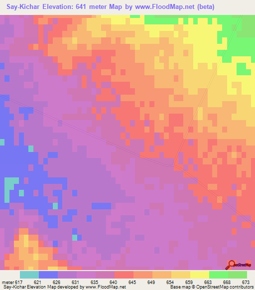 Say-Kichar,Uzbekistan Elevation Map