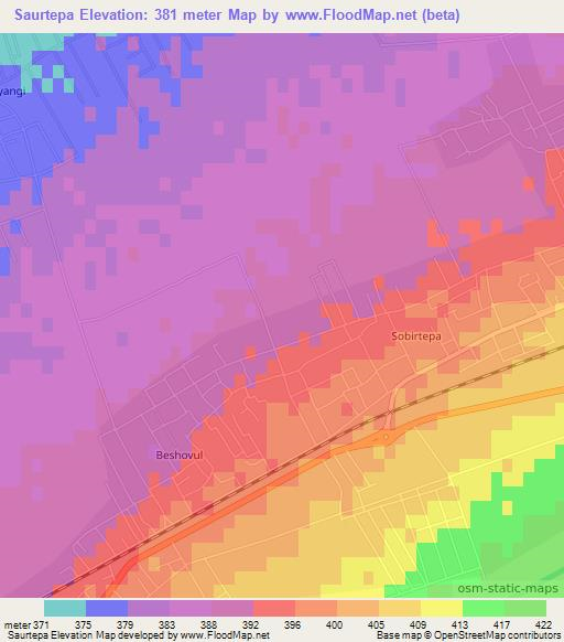 Saurtepa,Uzbekistan Elevation Map