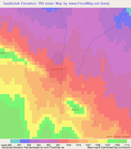 Saukbulak,Uzbekistan Elevation Map