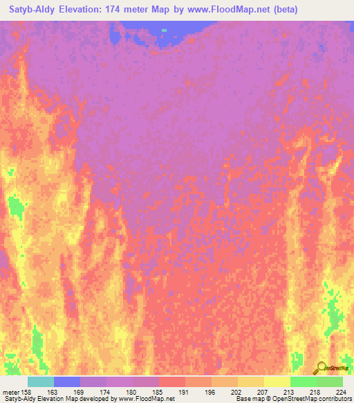 Satyb-Aldy,Uzbekistan Elevation Map