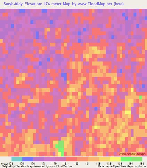 Satyb-Aldy,Uzbekistan Elevation Map