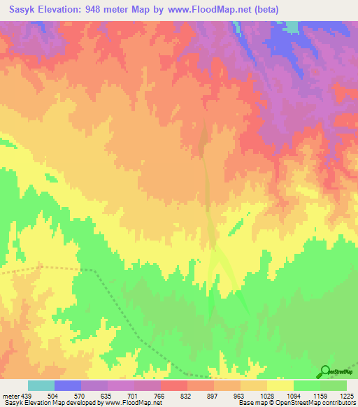 Sasyk,Uzbekistan Elevation Map