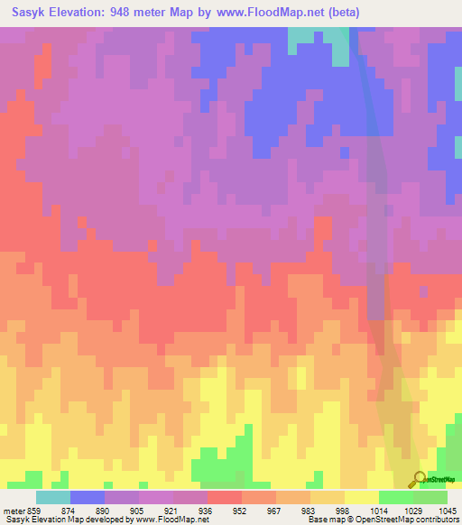 Sasyk,Uzbekistan Elevation Map