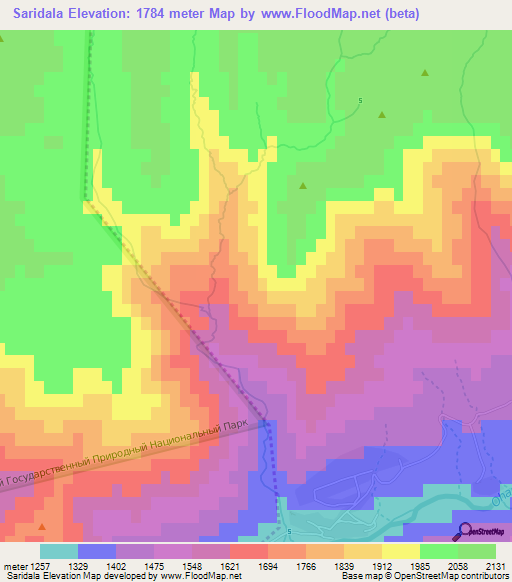 Saridala,Uzbekistan Elevation Map