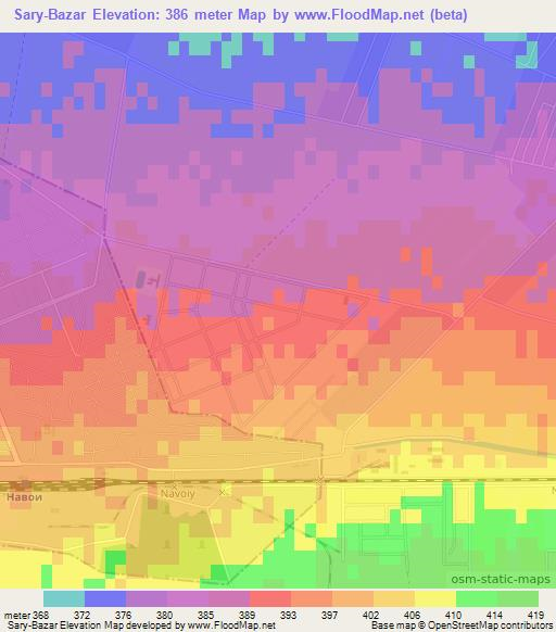 Sary-Bazar,Uzbekistan Elevation Map