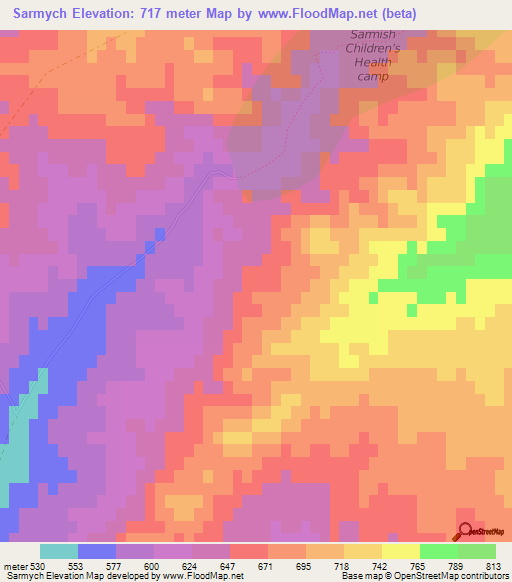 Sarmych,Uzbekistan Elevation Map