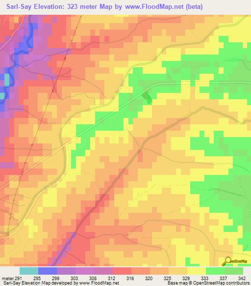 Sarl-Say,Uzbekistan Elevation Map