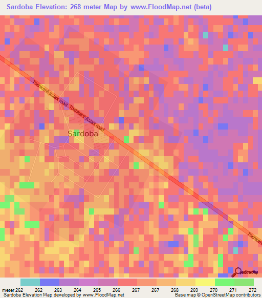 Sardoba,Uzbekistan Elevation Map