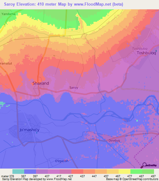Saroy,Uzbekistan Elevation Map