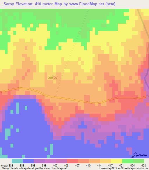 Saroy,Uzbekistan Elevation Map