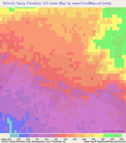 Birinchi Saroy,Uzbekistan Elevation Map